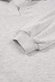 Light Grey Polo Collar V Neck Pullover and Drawstring Sweatpants Set