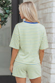 Rose Stripe Drop Shoulder Boxy Casual Terry Short Set