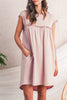 Mint Green Frilled Trim Crewneck Loose Fit Mini Dress
