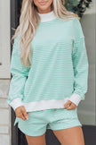 Pink Stripe Oversize Mock Neck Sweatshirt and Shorts Set