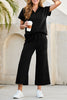 Navy Blue Stylish Textured Loose Fit T Shirt and Drawstring Pants Set