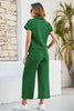 Navy Blue Stylish Textured Loose Fit T Shirt and Drawstring Pants Set