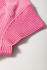 Bright Pink Solid Corded Short Sleeve T Shirt and Wide Leg Pants Set