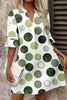 Green Polka Dot Print Flounced Half Sleeve Casual Vacation Style Mini Dress