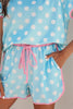 Pink Polka Dot Contrast Edge Casual Short Set