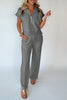 Light Grey Half Zip Polo Tee Casual Pant Set