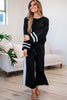 Mineral Red Varsity Stripe Patchwork Puff Sleeve Pullover Drawstring Wide Leg Pant Set
