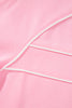 Pink Piping Trim Long Sporty Pullover Drawstring Elastic Waist Shorts Set