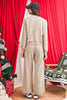 Gray Morn Varsity Striped Detail Cropped Pullover Wide Leg Pants 2pcs Outfit