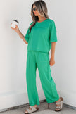 Mint Green Drop Shoulder Boxy Tee and Barrel Pants Set