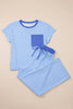 Rose Stripe Crew Neck Tee Drawstring Waist Cropped Pants Set