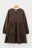 Mist Green Lantern Sleeve Tiered Mini Dress