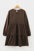 Mist Green Lantern Sleeve Tiered Mini Dress