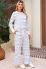 Sail Blue Striped Long Sleeve Pullover and Wide Leg Pants Set