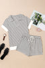 Black Striped V Neck Tee and Casual Shorts Set