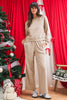 Gray Morn Varsity Striped Detail Cropped Pullover Wide Leg Pants 2pcs Outfit