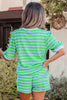 Pink Stripe Puff Short Sleeve T Shirt Matching Shorts Set