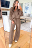 Light Grey Polo Collar V Neck Pullover and Drawstring Sweatpants Set