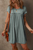 Mist Green Frilled Seam Round Neck T Shirt Dress