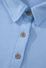Mist Blue Loose Polo Tee Elastic Waist 2pcs Short Set