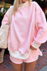 Pink Stripe Oversize Mock Neck Sweatshirt and Shorts Set