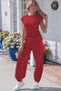 Beau Blue Solid Color Cropped Tank Top and Jogger Pants Set