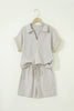 Sky Blue Striped Dolman Sleeve Pullover and Drawstring Shorts Set