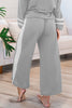 Mineral Red Varsity Stripe Patchwork Puff Sleeve Pullover Drawstring Wide Leg Pant Set