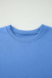 Sky Blue Solid Cover Oversize Tee Pocketed Casual Pants 2pcs Outfit