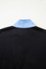 Navy Blue Colorblock Patchwork Half Button Pullover and Shorts Outfit