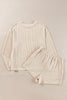 Chestnut Corded Long Sleeve Top and High Waist Shorts Set