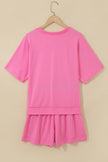 Mint Green Raw Edge Patch Pocket Oversized Top and Shorts Set