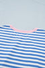 Sky Blue Stripe Nautical Tie Contrast Trim Round Neck T Shirt Mini Dress