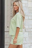 Rose Stripe Drop Shoulder Boxy Casual Terry Short Set