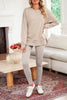 Black Solid Color Oversize Slit Sweatshirt Ribbed Leggings 2pcs Set