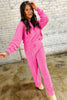 Wisteria Solid Color Collared Pullover and Central Seam Pants Set