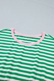 Sky Blue Stripe Nautical Tie Contrast Trim Round Neck T Shirt Mini Dress