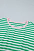Sky Blue Stripe Nautical Tie Contrast Trim Round Neck T Shirt Mini Dress