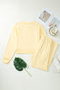 Yellow Cream Eyelet Embroidered Lace Patchwork Cropped Pullover Drawstring Pants Set