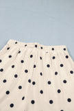 White Polka Dot Short Sleeve Loose Top Drawstring Shorts Set