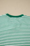 Rose Stripe Crew Neck Tee Drawstring Waist Cropped Pants Set