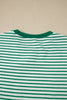 Rose Stripe Crew Neck Tee Drawstring Waist Cropped Pants Set
