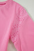 Sachet Pink Lace Patchwork Half Sleeve Top Elastic Waist Pants Two Piece Set
