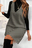 Red Houndstooth Print V Neck Sleeveless Mini Dress