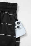 Black Stripe Half Sleeve Tee Drawstring Shorts 2pcs Set