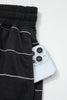 Black Stripe Half Sleeve Tee Drawstring Shorts 2pcs Set
