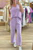 Orchid Petal Tank and Straight Loose Drawstring Pants Set