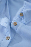 Mist Blue Loose Polo Tee Elastic Waist 2pcs Short Set
