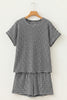 Brown Stripe Breathable Textured Knit Short 2pcs Set