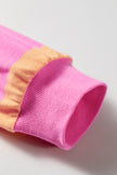 Pink Stripe Long Sleeve Casual Top Drawstring Shorts 2pcs Set